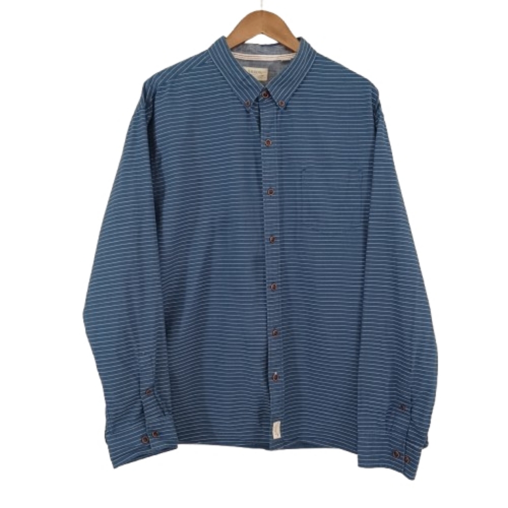 ARROW XXL Men's Blue Striped Cotton Long Sleeve Collared Button Down Shirt